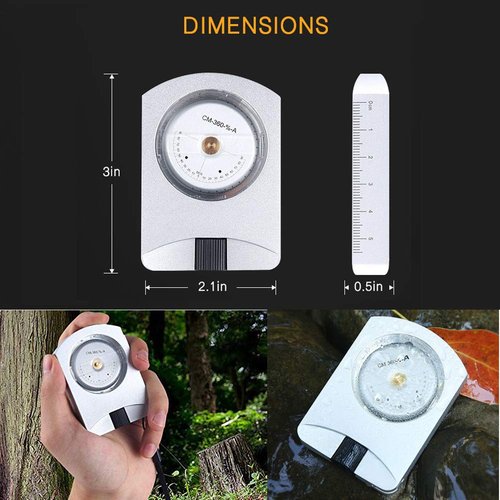 Lizipai Pocket Altimeter, Clinometer, Battery-Free Altimeter, Professional Aluminum Accurate Altimeter, Compact Handheld Clinometer for Height & Slopes Angles Measuring, Silver