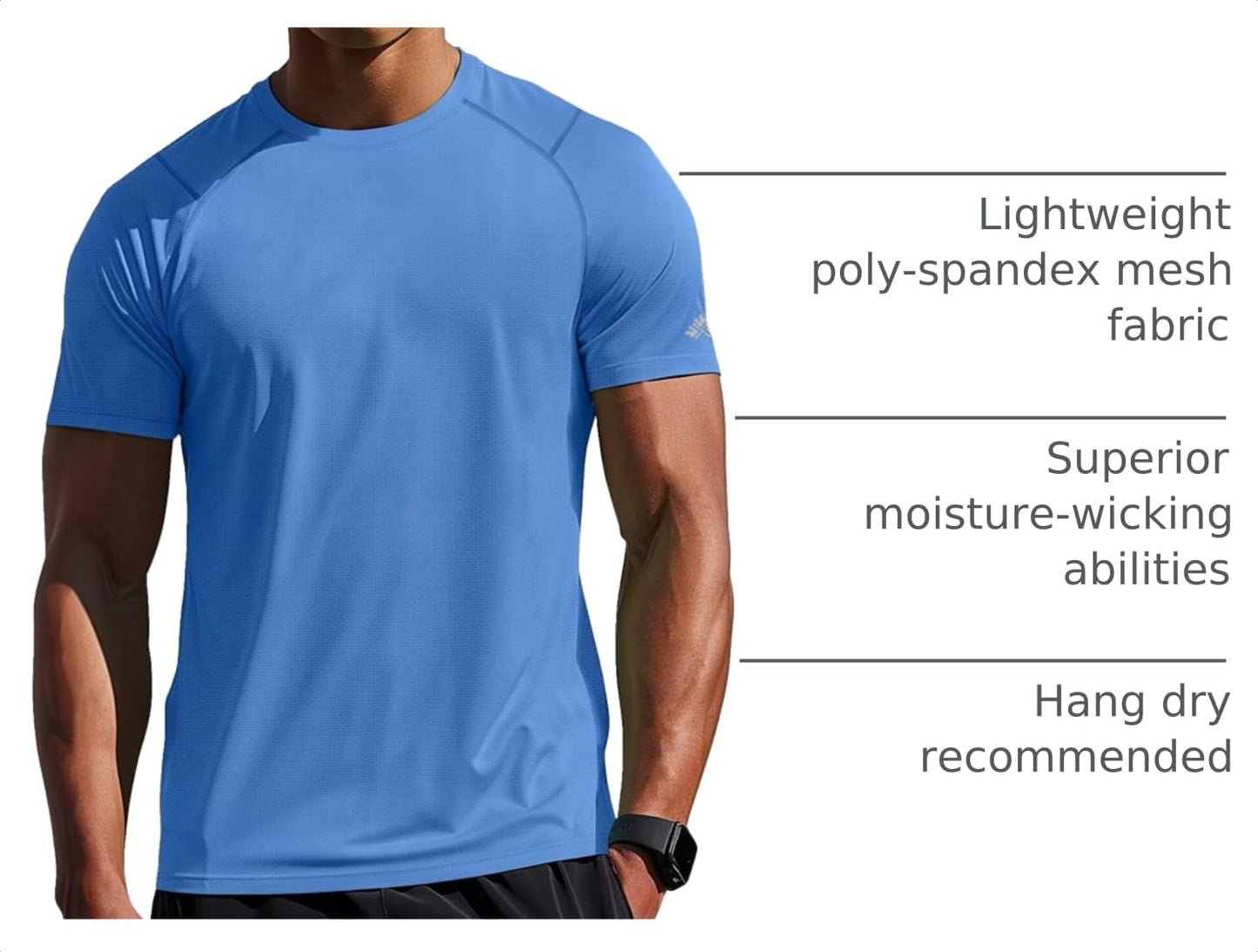 Zengjo Workout Shirt Men Quick Dry(Blue,XL)