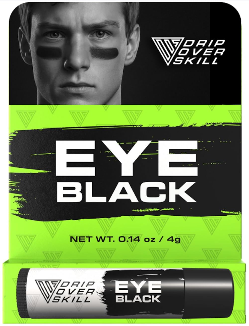 Eye Black by DRIP Over Skill, Made with Natural Ingredients, Dermotologist-Tested Sports Face Paint Stick, Sweat Resistant, Clean Eye Black Football, Baseball, Softball, Lacrosse