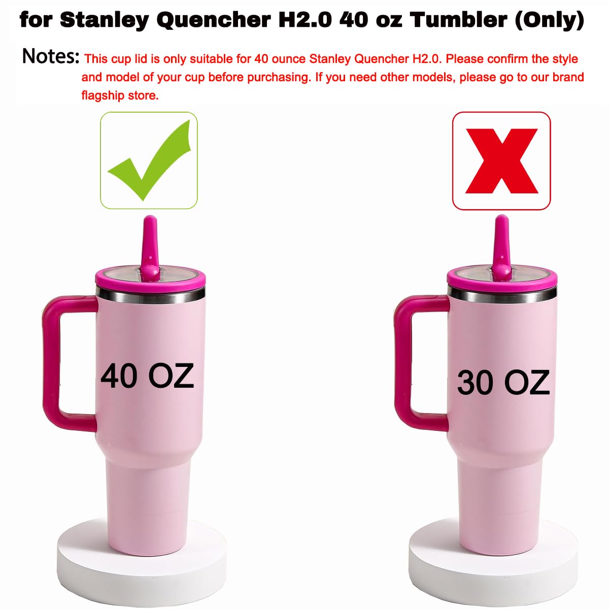 Aooiiysd 2 Pack Stanley Lid Replacement 40 oz, with Leak Proof and Flip Straw Lid, Stanley Cup Accessories, for Stanley Quencher H2.0 40 oz Tumbler (Only), BPA Free (Milk White)