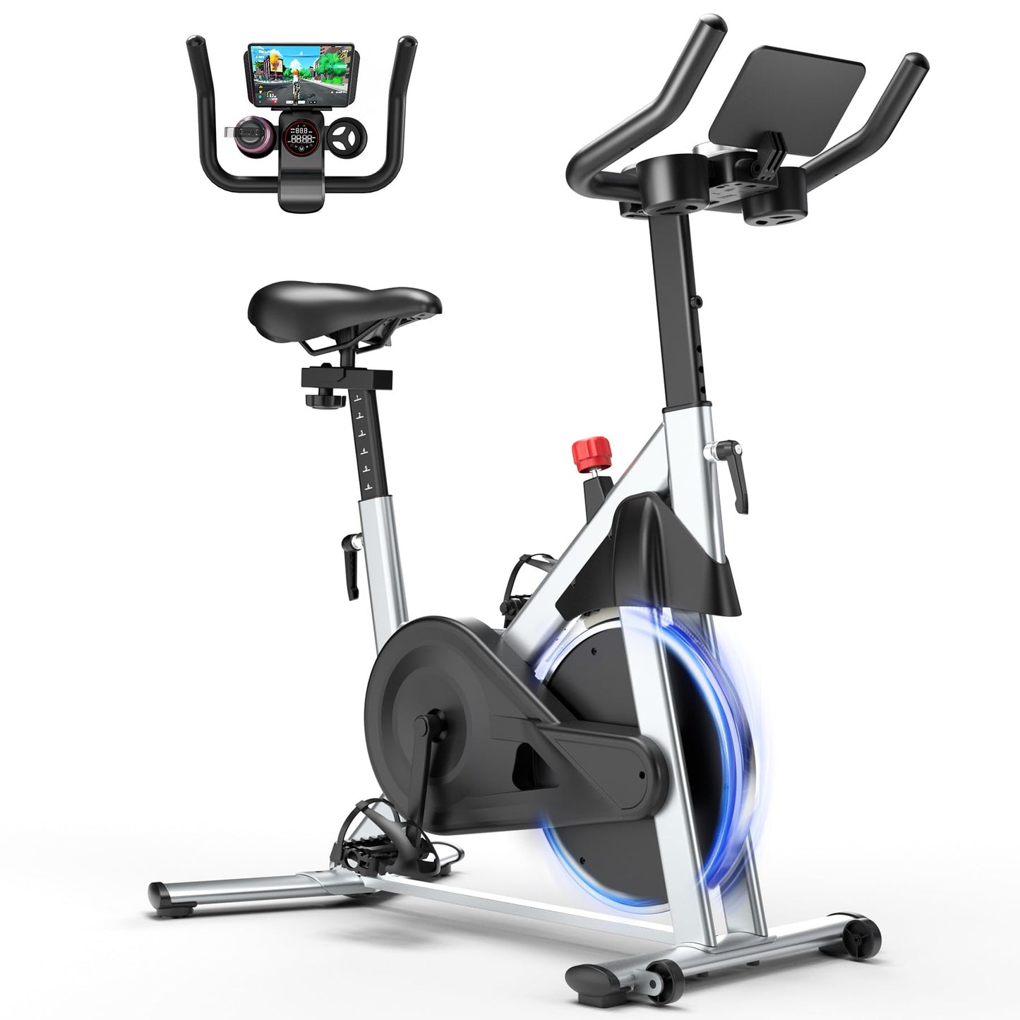 Lacuffy Exercise Bike, Indoor Cycling Bike with 32 Levels of Adjustable Magnetic Stationary Bike, Cycle Bike with 300lbs Weight Capacity, Workout Bike with PitPat App & Comfortable Seat Cushion