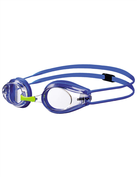 ARENA Tracks Unisex Junior Youth Essential Racing Swim Goggles Kids Swimmers Young Racers Anti-Fog Coated Non-Mirror Lens, Clear/Blue