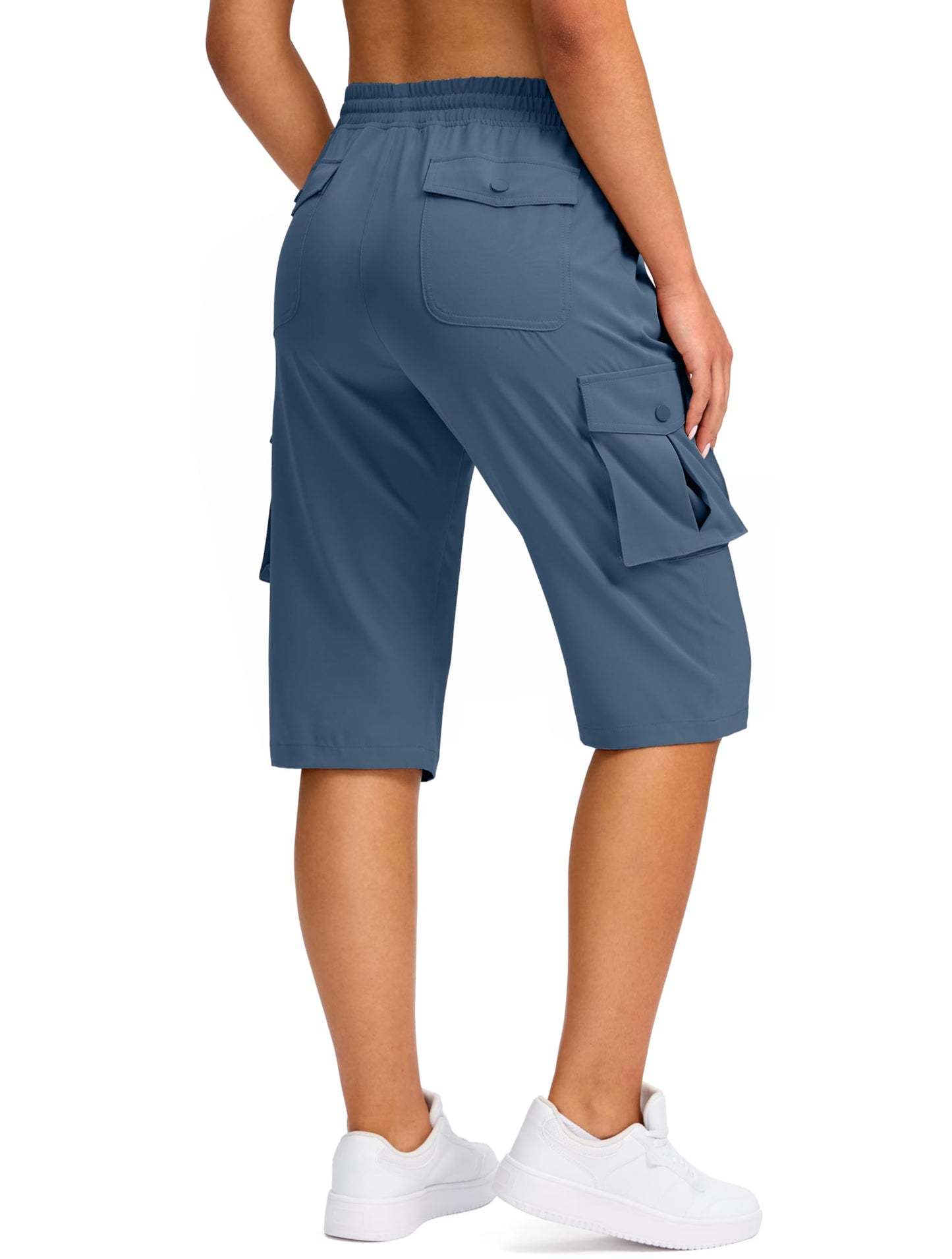 Viodia 15" Long Shorts for Women Hiking Cargo Bermuda Shorts Lightweight Quick Dry Knee Length Capris for Summer Travel Fishing