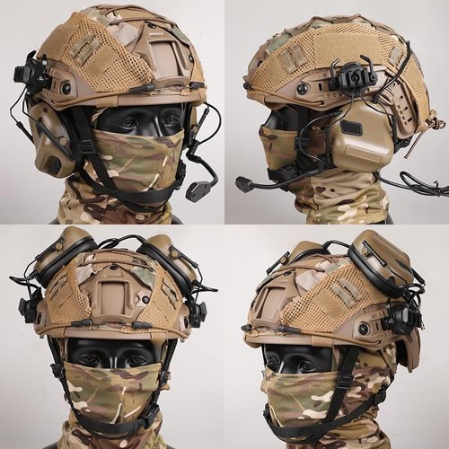 Tactical Helmet with Headset,Adjustable Helmet with Helmet Cover and Fcae Mask for Cosplay Military Tactical Airsoft Gear (Set-A)