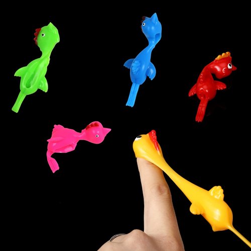 Sumind 30 Pcs Rubber Chicken Slingshot Flying Chicken Fingers Stretchy Turkey Shooter for Party Favors Gift Goodie Bag Stuffers(Turkey,Vibrant Colors)