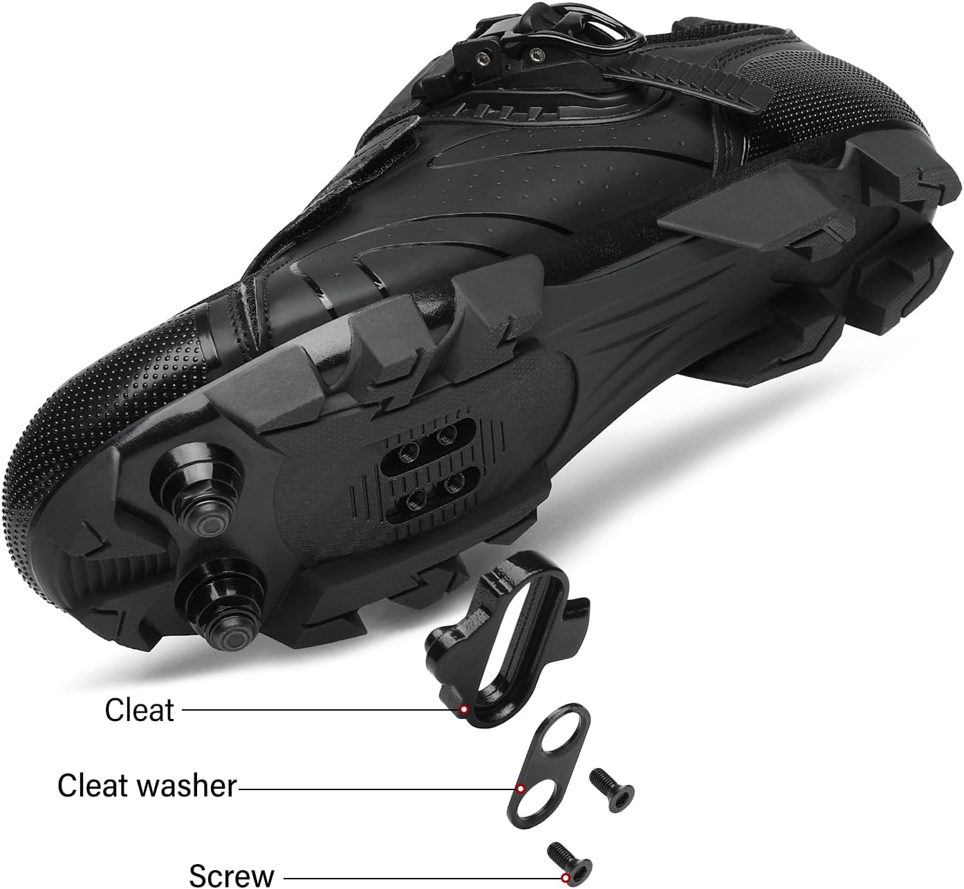 KESCOO Mens Mountain Bike Shoes with 2-Bolts SPD Cleats Included, Cycling Shoes with Quick Ratchet Buckle Indoor Outdoor Riding Biking