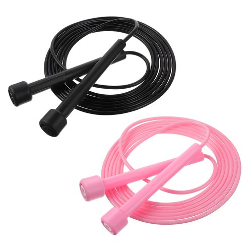 Kifmurase 2 Pack Jump Rope for Fitness, Speed Skipping Rope for Workout, Tangle-Free PVC Long Jump Ropes Set Adjustable Exercise Jumping Ropes for Kids Adult (Black, Pink)