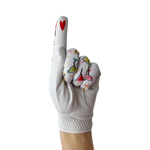 Hand Candy Golf Glove – Premium Cabretta Leather – “Party Time” – Left Hand Women's Golf Glove with Matching Ball Marker (Medium)