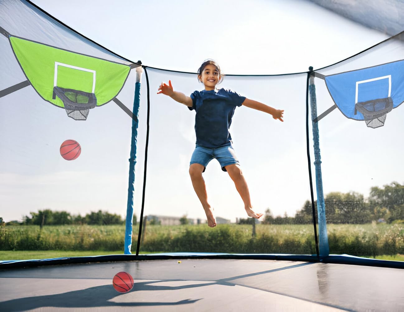2 Pack Trampoline Basketball Hoop Attachment - Basketball Hoop Goal for Trampoline Accessories Outdoor
