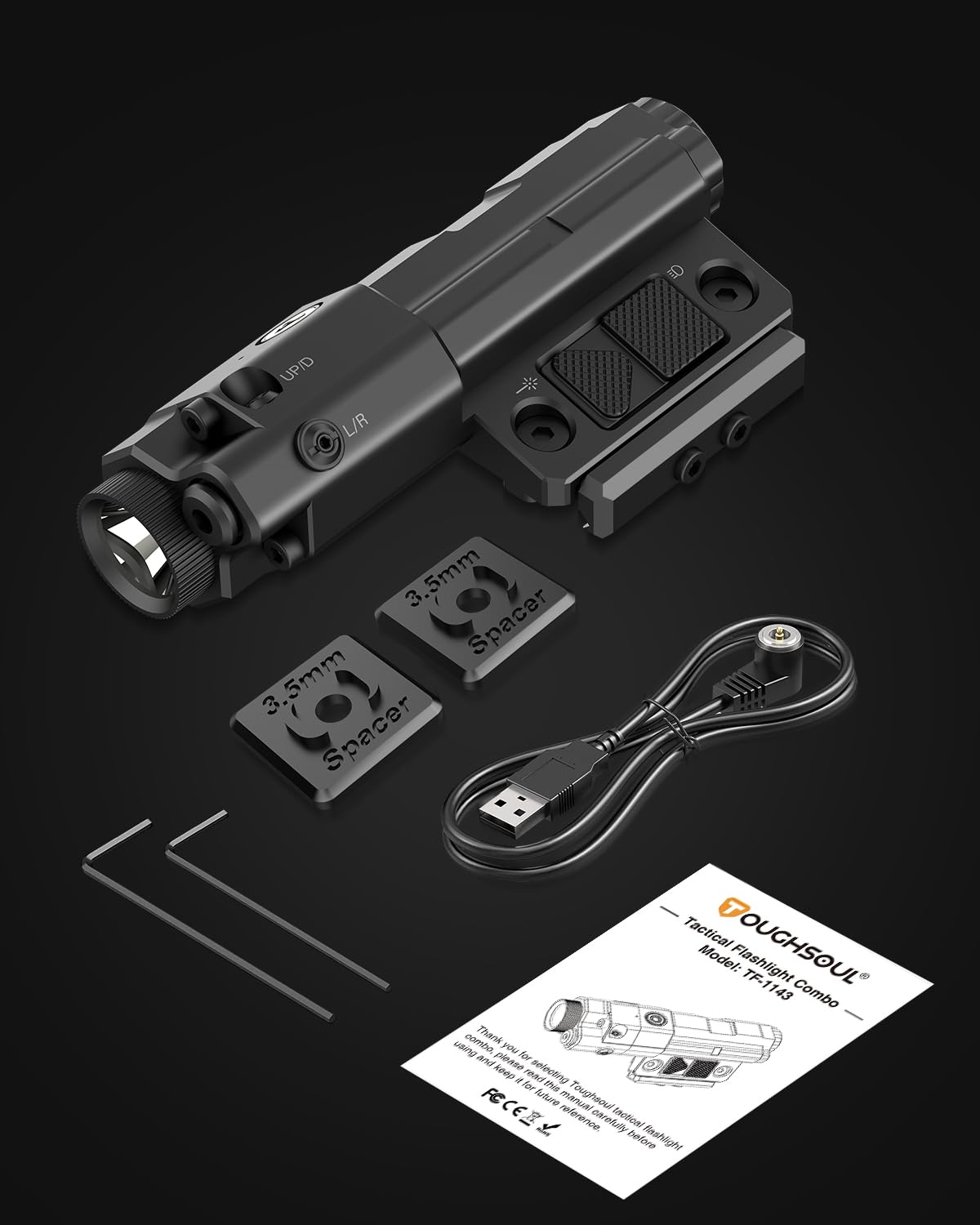 TOUGHSOUL Mlok/Picatinny 2 in 1 Flashlight Laser Sight Combo