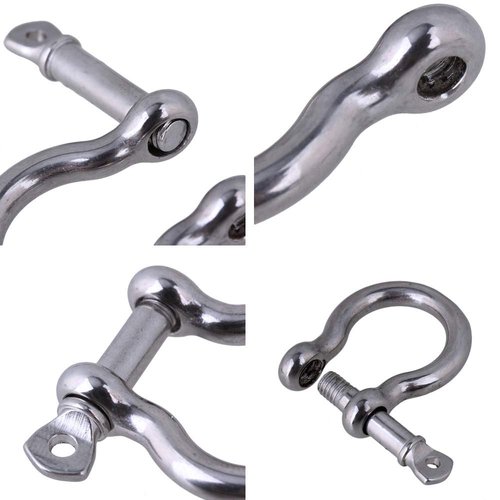 4 Pcs Stainless Steel Anchor Shackle 1/4", Heavy Duty Bow Shackle Lifting Sailing Bracelet Anchor Chain, Screw Pin Hardware Rigging for Chains Wirerope Lifting Paracord Outdoor Camping Survival Rop