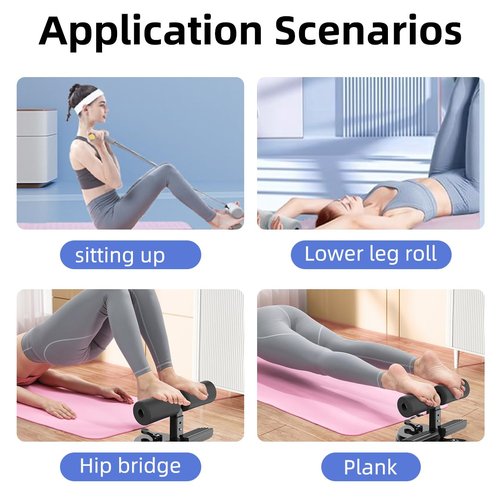 Ab Training Auxiliary Device with Bands, Multi-functional Adjustable Ab Trainer, Muscles Full Body Training for Girl and Men, Sit Up Machine, Portable Fitness Equipment for Home & Gym, with 2 Suction Cups