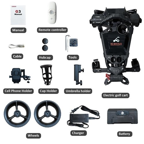G3 Electric Golf cart,Electric Golf Caddy That Follows You,Remote/APP/Manual Control,Anti-Tipping,45H Battery,All-Terrain,Golf Bag Carts with Umbrella, Drink & Phone Holder