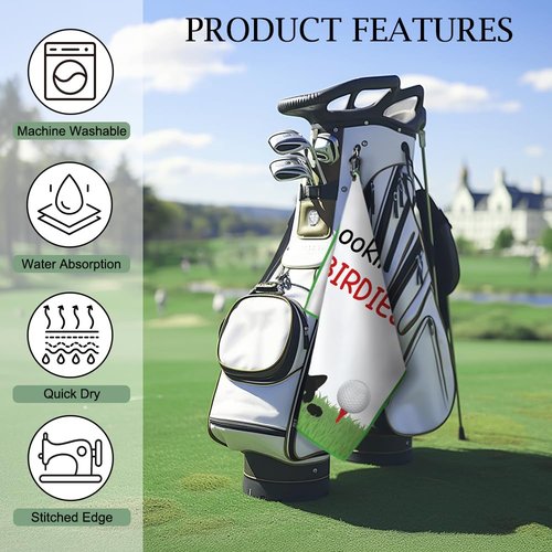 DYJYBMY Looking for Birdies Funny Printed Golf Towel for Golf Bags with Clip, Funny Cat Golf Towel Gifts for Men Women Cat Lover Mam Aunt Sister, Fun Novelty Towels for Women Mom Sister BFF Friend