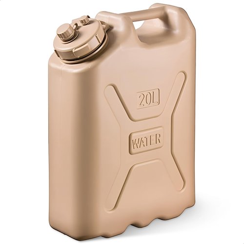 Scepter Portable Military Style Water Container for Camping and Outdoors, 5 Gallon, Sand - Heavy-Duty Plastic Beverage and Hydration Dispenser for Outdoor Trip