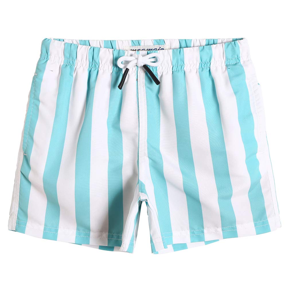 maamgic Boys Swim Trunks Toddler Swim Shorts Little Boys Bathing Suit Swimsuit Toddler Boy Swimwear,Stripe Greenwhite,7T