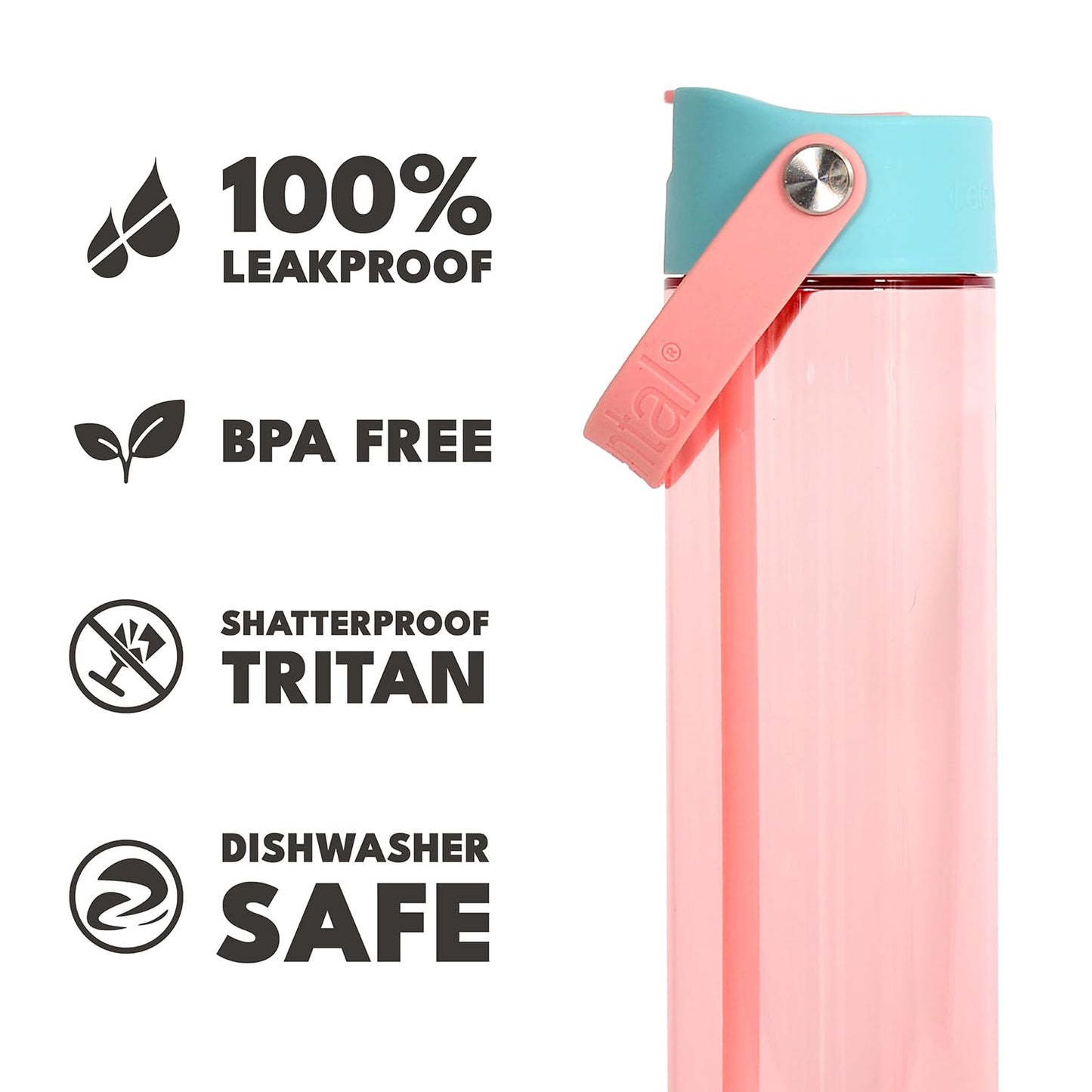 Elemental Splash Water Bottle with Straw - BPA-Free Tritan Plastic Reusable Water Bottle with Strap - Ideal for Travel, Gym and Sports - Leak Proof when Spout is Closed - 26oz - Cotton Candy