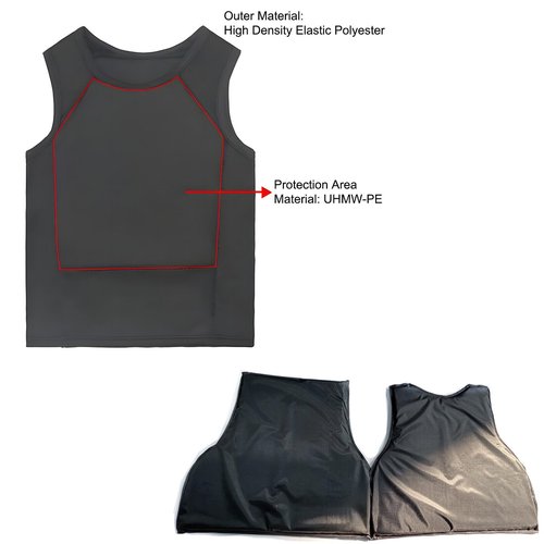 Concelable Вu𝐥𝐥𝐞tprọọf Vest T-shirt -Front & Back Plate-IeveI NlJ 3A Body Arrnor Hidden Protective (Black-T-shirt+front and back plates,L)