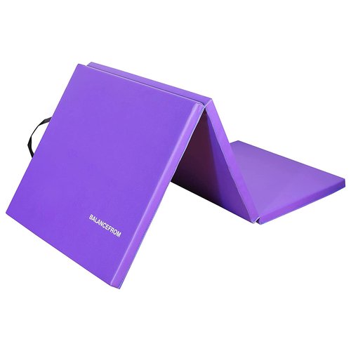 BalanceFrom Folding Gymnastics Mat Home Gym Floor Tumbling Equipment, Purple
