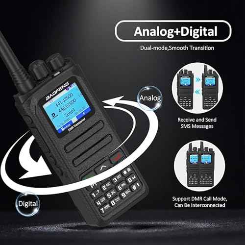 BAOFENG DM-1701A Digital Two Way Radio DMR Analog Walkie Talkie GD-77 Dual Band 5W Long Range Amateur Radio Upgrade Appearance with Programming Cable