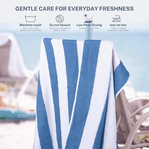 9Threads Cotton Turkish Beach Towel Towels Oversized 30"x60" Pool Absorbent Extra Large Quick Dry Sand Travel Towel (Cabana Fountain Blue, 4 Pack)