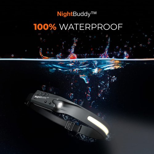 NightBuddy The Original LED Headlamp Rechargeable Flashlight for Adults Camping Essentials Backpacking Lights 4X Brighter Other Headlight Headband Lamp 5 Light Modes Hiking Gear Must Haves (Headlamp)