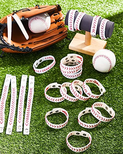 Retrowavy Leather Baseball Bracelet Adjustable Wristbands - Variation 10