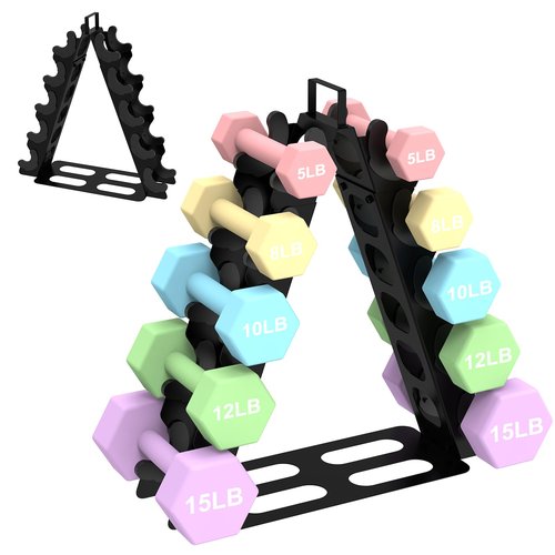 Dumbbell Rack 5 tier(Dumbbells not included), A-Frame Metal Dumbbell Holder with Handle, Multilevel Weight Storage Organizer for Dumbbells, Tree Shape Compact Weight Rack/Holde(Black)