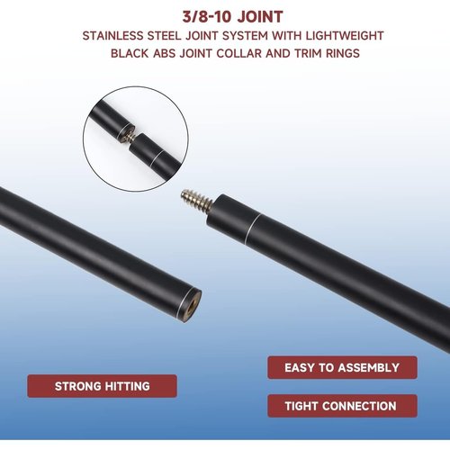 GSE Games & Sports Expert 58" 2-Piece Fiberglass Graphite Composite Billiard Pool Cue Stick for Men/Women, Billiard Cue Stick for House or Commercial/Bar Use (Matte Black, 21 Oz)