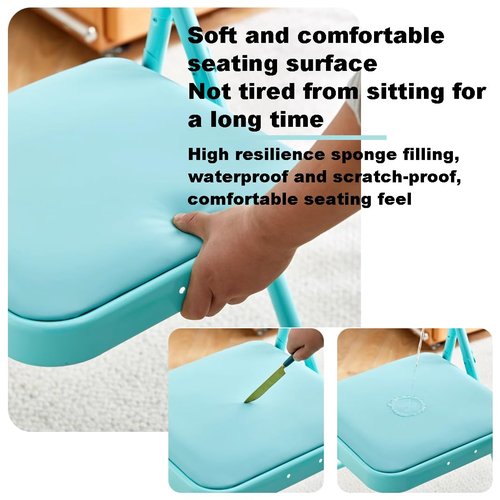 Foldable Yoga Auxiliary Chair for Adults, with a Load Capacity of 300 pounds, Iyengar Yoga Chair with Lumbar Support, Foldable Yoga Chair, Stable and Durable,Blue-with Lumbar Support