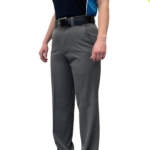 Smitty BB-S-359HG Women's 4-Way Stretch Flat Front Base Pants Slash Pockets Heather Grey Umpire Baseball Softball (8)