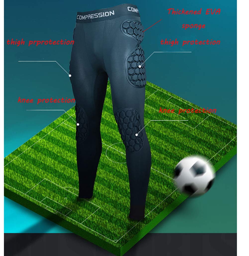 Jellybro Mens Padded Compression Pants Football Girdles Athletic Leggings for Soccer Basketball Paintball Hockey Black