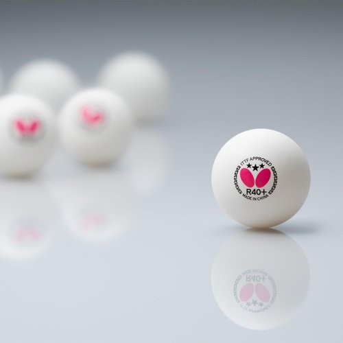 Butterfly R40+ Table Tennis Balls - 40mm White Ping Pong Ball - 3 Pack