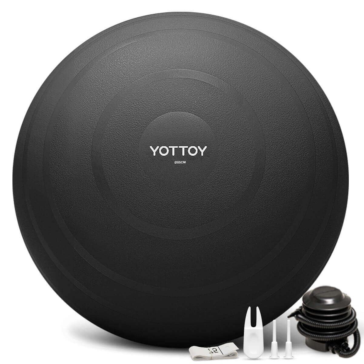 YOTTOY Anti-Burst Exercise Ball for Working Out, Yoga Ball for Pregnancy,Extra Thick Workout Ball for Physical Therapy,Fitness with Pump (Dark)