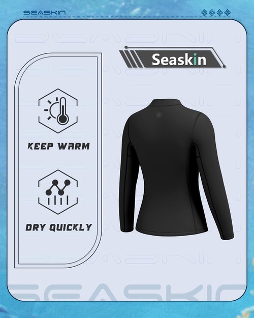 Seaskin Womens Wetsuit Tops 2mm Front Zipper