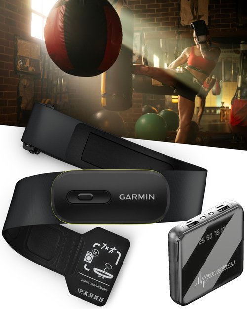 Garmin HRM 600 Premium Heart Rate Monitor with Running Dynamics, M–XL Strap (28"-42") – Compatible with Garmin Smartwatches & Cycling Computers – with Wearable4U PowerBank Bundle