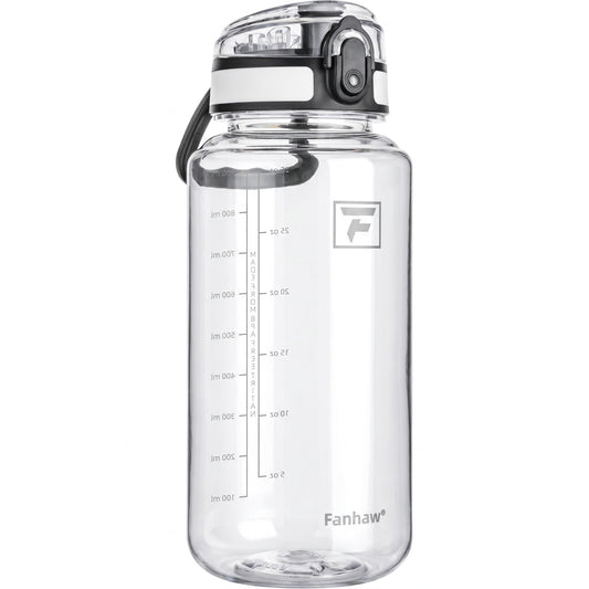 Fanhaw 32 Oz Clear Tritan Water Bottle, BPA-Free & Leak-Proof, Wide Mouth with Anti-dust Chug Lid, Reusable Plastic Bottle for Gym, Travel, School & Office, Back to School Essentials (Clear&White)