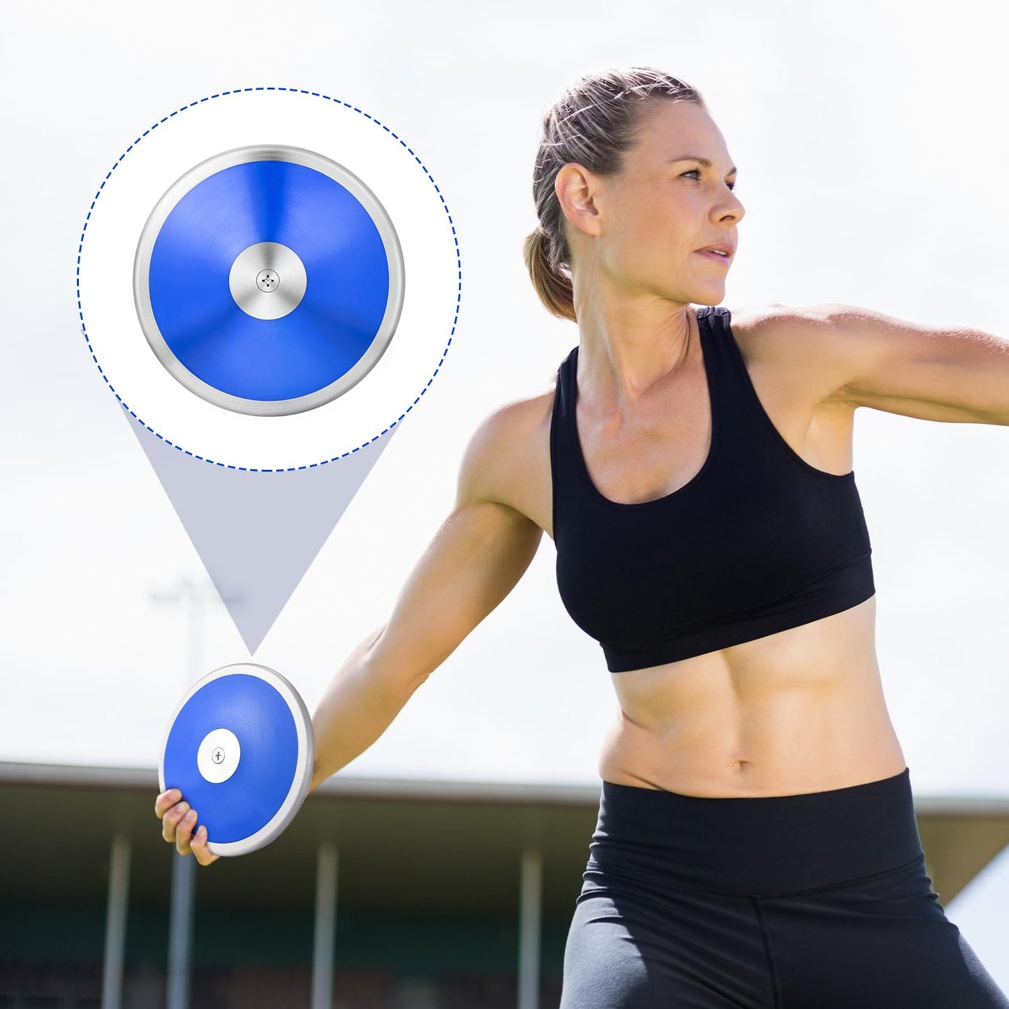 Silipull 2 Pcs Iron Shot Put Ball and Throwing Discus Set 1 kg Training Discus 12 lb Shot Put Track and Field Training Equipment for Boys Girls Beginners School Throwers Outdoor Practice(Blue)