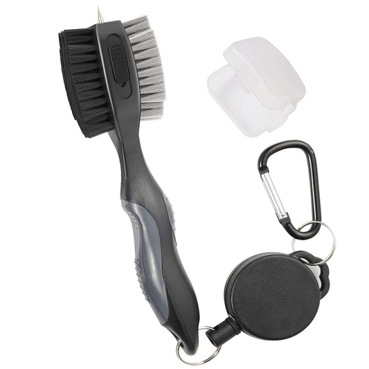 Golf Club Cleaning Brush with Retractable Nails | Oversized Dual Brush Head in Gray