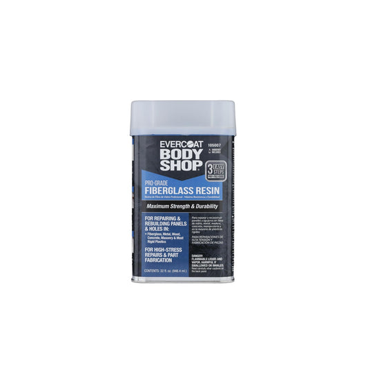 Evercoat Body Shop 105007 Pro-Grade Fiberglass Resin for Repairing and Rebuilding Panels & Holes in Fiberglass, Metal, Wood & More, Easy Mix Hardener Included 32 Fl Oz.