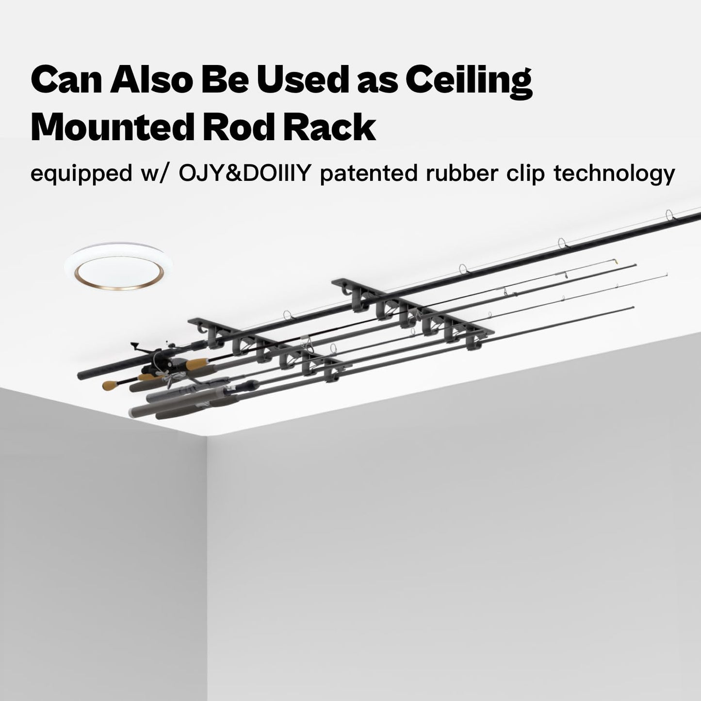 OJYDOIIIY Wall Mount Fishing Rod Holders,Horizontal/Ceiling Fishing Pole Storage Rack for Garage