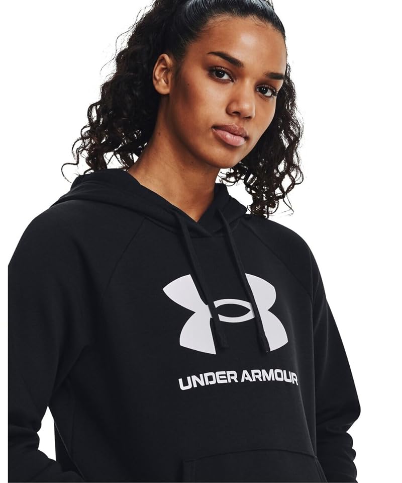Under Armour Rival Fleece Hoodie for Women - Black / White, Large