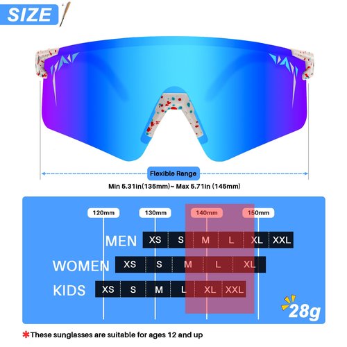 IKTOD Sports Vipers Sunglasses Men Women Anti-UV Baseball Sunglasses Youth Cycling Running Softball Goggles (White Frame Blue Lenses)