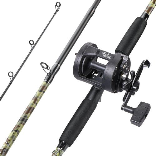 Sougayilang Fishing Rod Combo with Conventional Reel, Medium Heavy for Catfish Salmon and Steelhead Saltwater Fishing (7'6", Right)