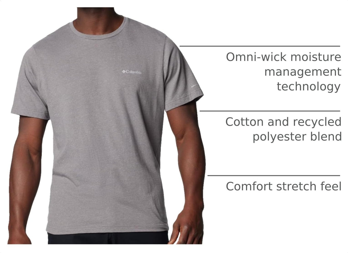 Columbia Mens Thistletown Hills Short Sleeve T-Shirt, City Grey Heather, X-Large Tall