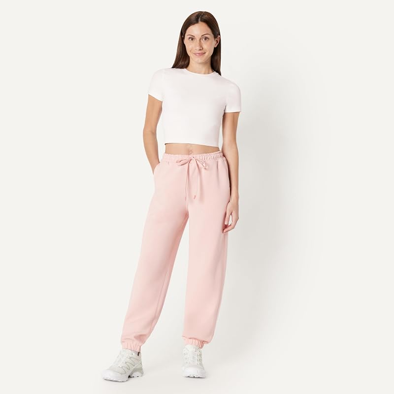 Dusty Pink Large Amazon Essentials Women's High Rise Loose Fit Jogger Pants