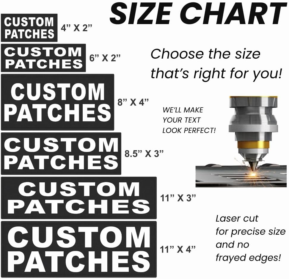 11" x 4" Custom Patches - 2 Text Lines, Hook & Loop, Tactical ID Police Patch for Vest, Sheriff, Security, Molle, Military, Duty Bag, K9 Dog Harness, Morale, Reflective Text Avail. (Midnight Navy)