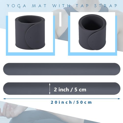 Leyndo 2 Pcs Yoga Mat Strap Band 20" l x 2" w Yoga Strap Tightly Rolled and Secure(Gray)