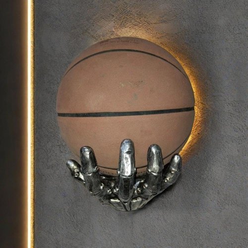 Mechanical Hand Wall Mounted Basketball Holder,Punk Style Garage Ball Storage Rack,Basketball and Soccer Wall Decor Space-Saving Display Stand for Room and Garage,Crafts, Wall Decor, Shelving