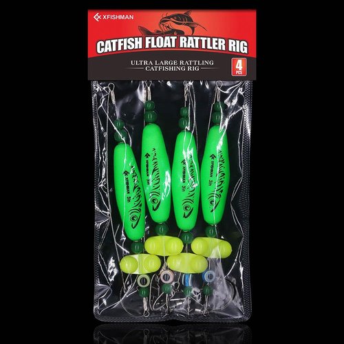 Catfish-Rig-for-Bank-Fishing-Catfishing-Tackle-Floats-with-Rattler-Santee Cooper Rig Equipment(Green-3 inch)